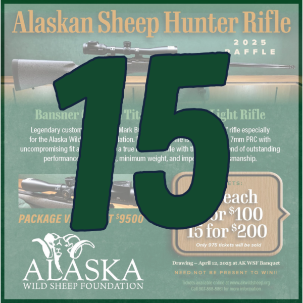 15 Alaskan Sheep Hunter Rifle Raffle Tickets