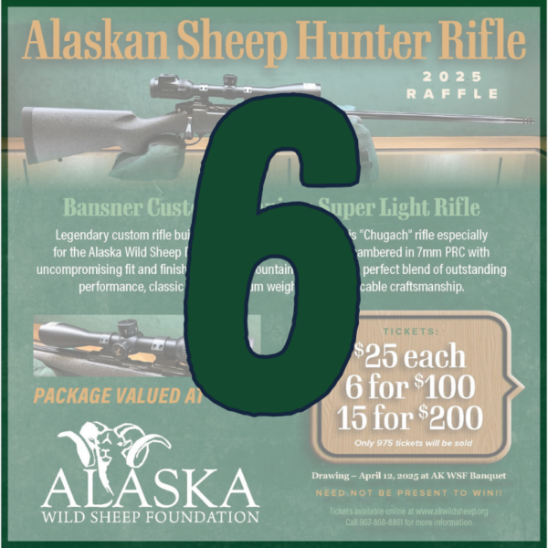 6 Alaskan Sheep Hunter Rifle Raffle Tickets